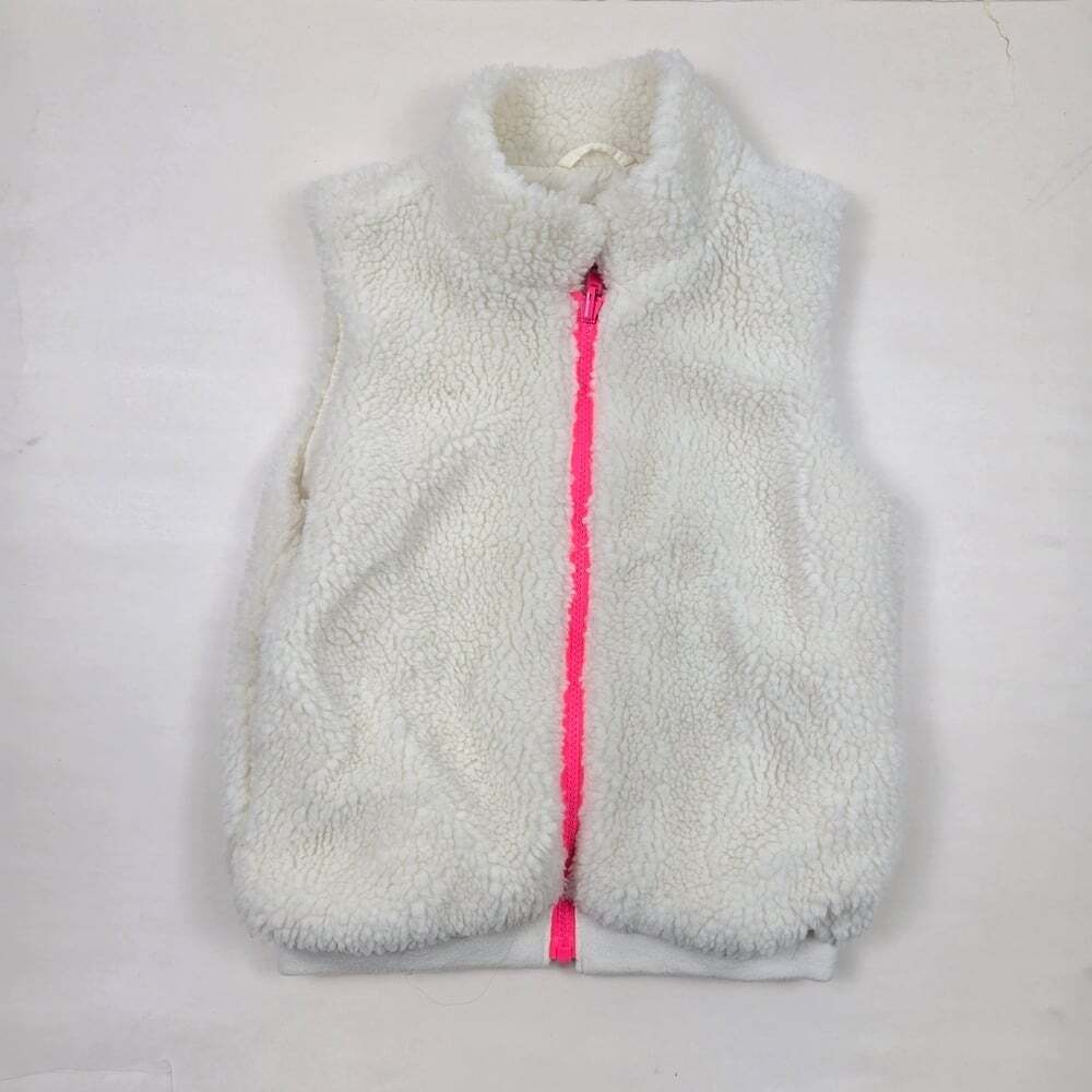 GAP Kids White Fleece Vest With Pink Detail Size M (8/9)